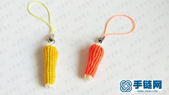 玉米編繩方法圖解，玉線手機鏈小掛件制作教程