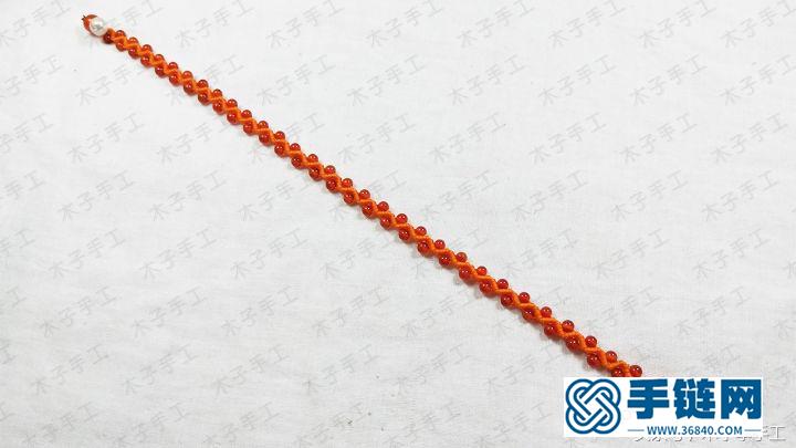 串珠波浪斜卷結(jié)手鏈編法圖解