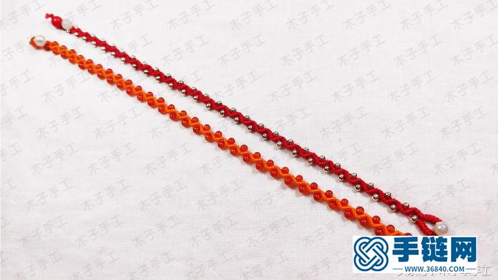 串珠波浪斜卷結手鏈編法圖解