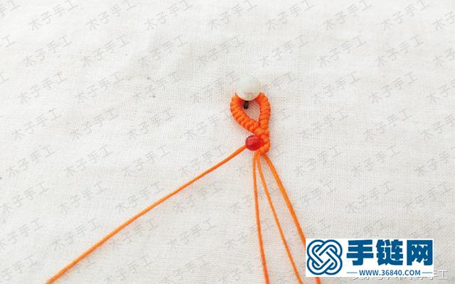 串珠波浪斜卷結(jié)手鏈編法圖解