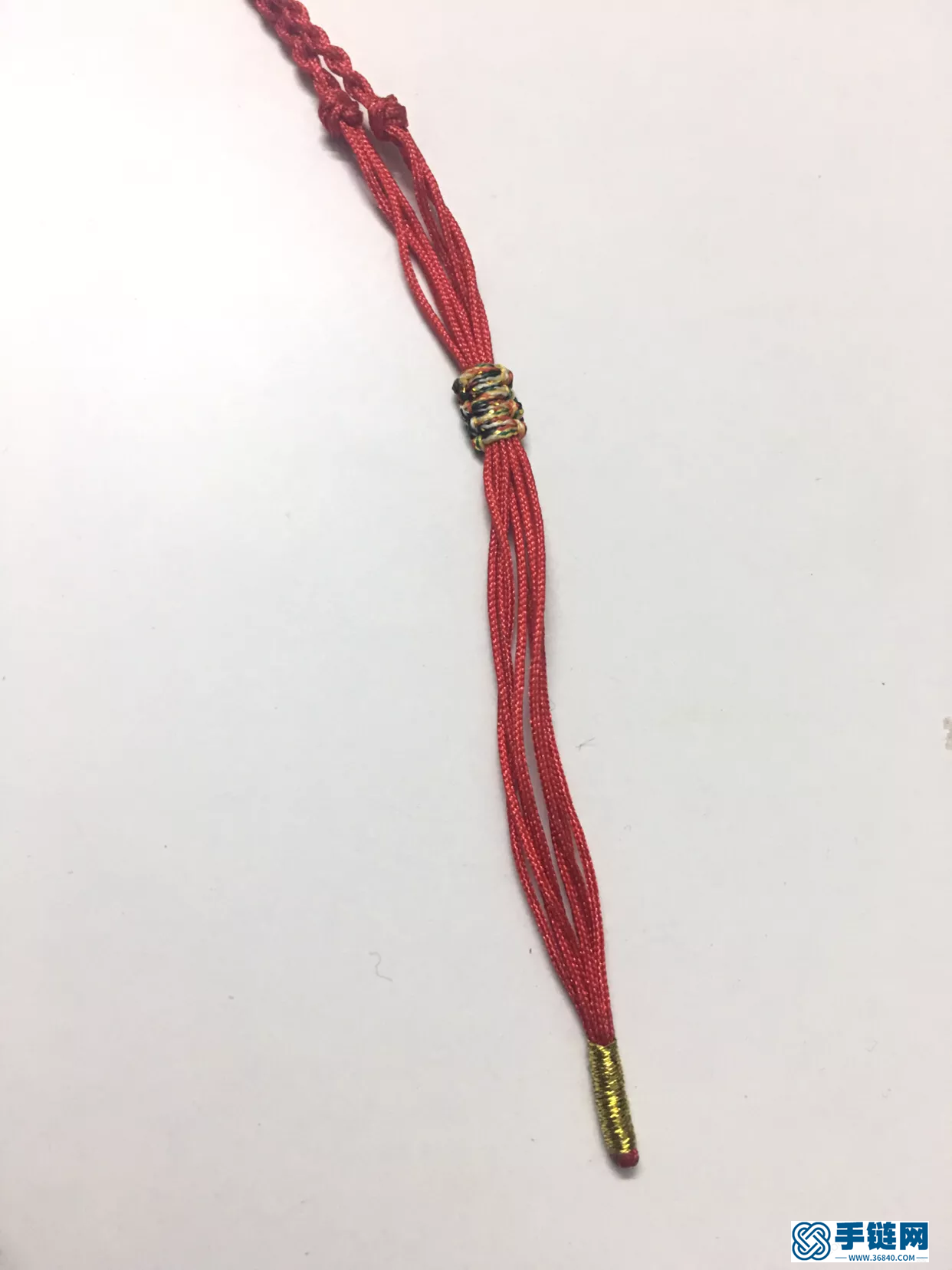 貔貅編項鏈圖片教程，四股辮紅繩項鏈做法