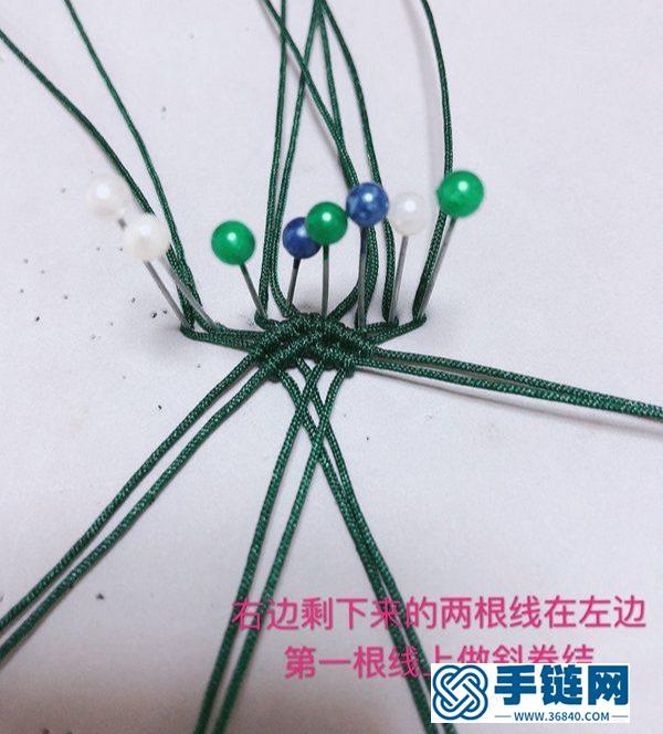 心心相印愛(ài)心手鏈編法教程，心連心斜卷結(jié)手繩做法
