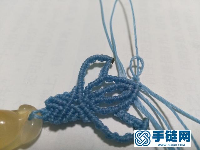 【編繩教程】藍蓮花——瑪瑙玉髓豆子吊墜項鏈
