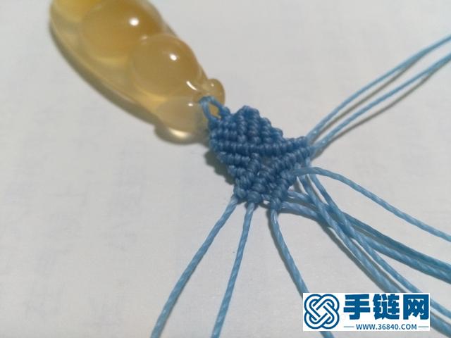 【編繩教程】藍蓮花——瑪瑙玉髓豆子吊墜項鏈