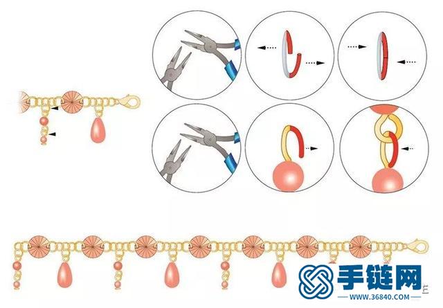 施華洛世奇水晶和珠子打造閃亮彈簧吊墜手鏈，附制作圖解教程