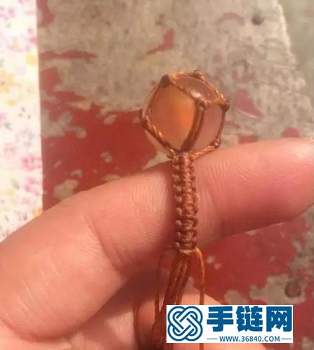 繩子包石頭編法圖解，無孔石頭編繩吊墜教程