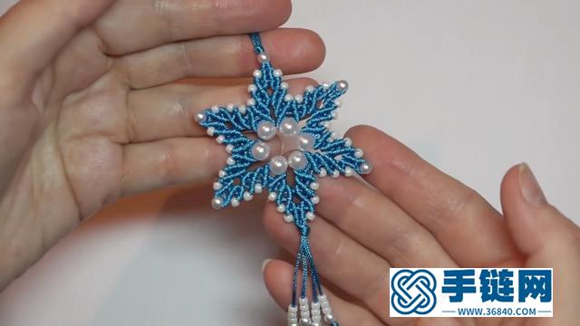 「DIY繩編教程」手工編織雪花珍珠吊墜的方法（步驟2