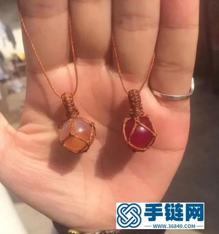 繩子包石頭編法圖解，無孔石頭編繩吊墜教程