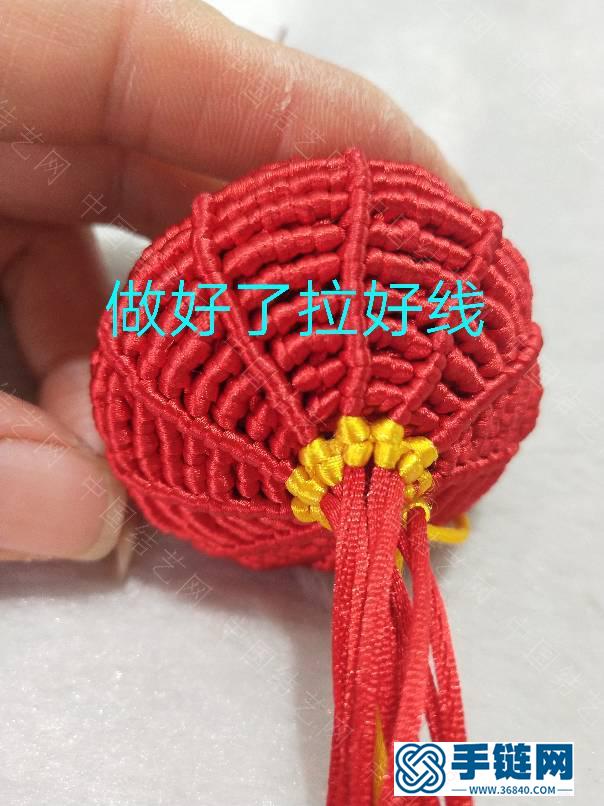 繩子編紅燈籠編法圖解，5號線玉線編織傳統(tǒng)紅燈籠掛件的教程