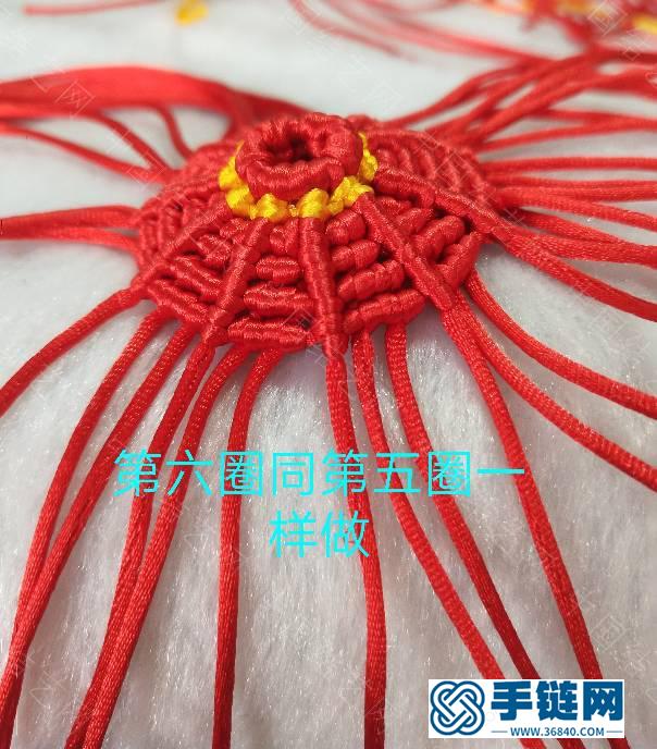 繩子編紅燈籠編法圖解，5號線玉線編織傳統(tǒng)紅燈籠掛件的教程