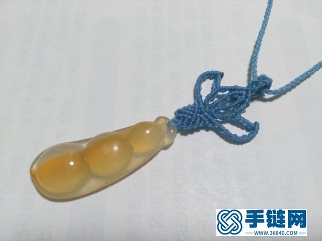 【編繩教程】藍蓮花——瑪瑙玉髓豆子吊墜項鏈