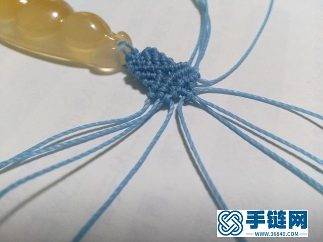 【編繩教程】藍蓮花——瑪瑙玉髓豆子吊墜項鏈
