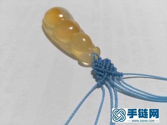 【編繩教程】藍蓮花——瑪瑙玉髓豆子吊墜項鏈