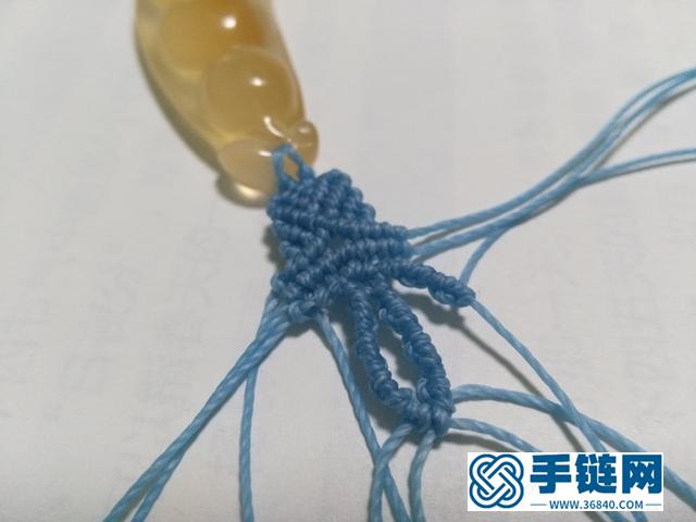 【編繩教程】藍蓮花——瑪瑙玉髓豆子吊墜項鏈