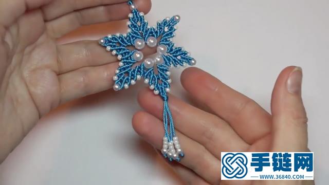 雪花形狀的珍珠吊墜，編法很簡單，戴起來非常漂亮（圖解2