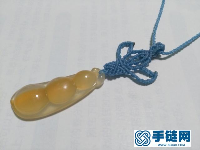 【編繩教程】藍蓮花——瑪瑙玉髓豆子吊墜項鏈