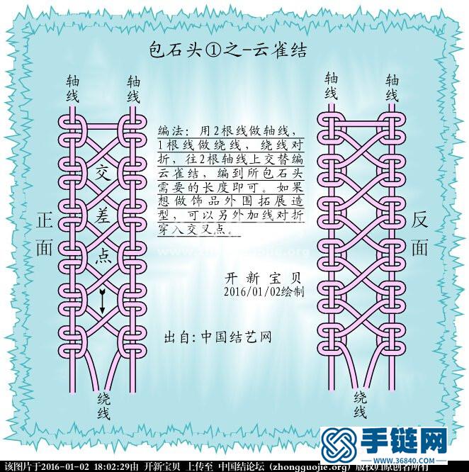 繩子包石頭編法圖解，無孔石頭編繩吊墜教程
