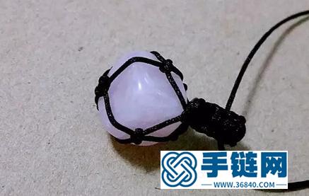 繩子包石頭編法圖解，無孔石頭編繩吊墜教程