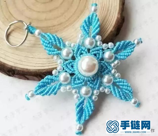 「編繩教程」帶珠珠的七彩雪花吊墜詳細編制過程