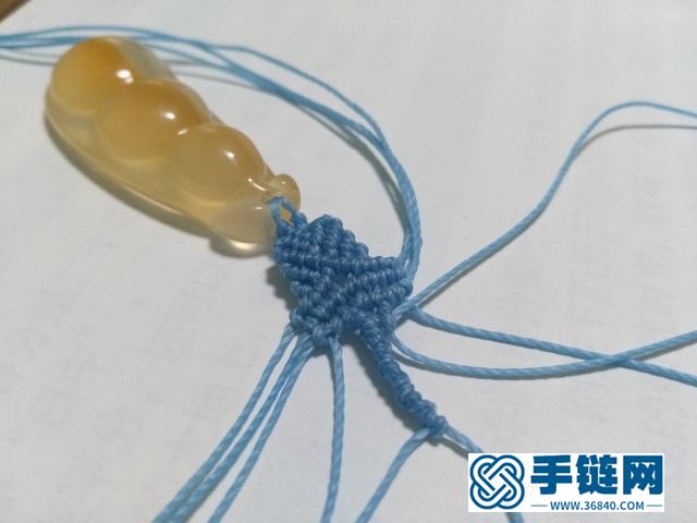 【編繩教程】藍蓮花——瑪瑙玉髓豆子吊墜項鏈