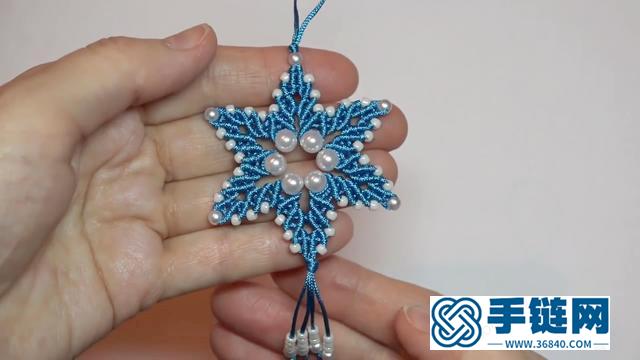「DIY繩編教程」手工編織雪花珍珠吊墜的方法（步驟2