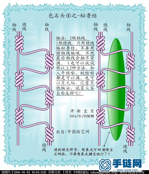 繩子包石頭編法圖解，無孔石頭編繩吊墜教程