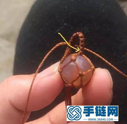 繩子包石頭編法圖解，無孔石頭編繩吊墜教程