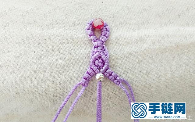 清新小花紅繩手鏈編織圖文教程