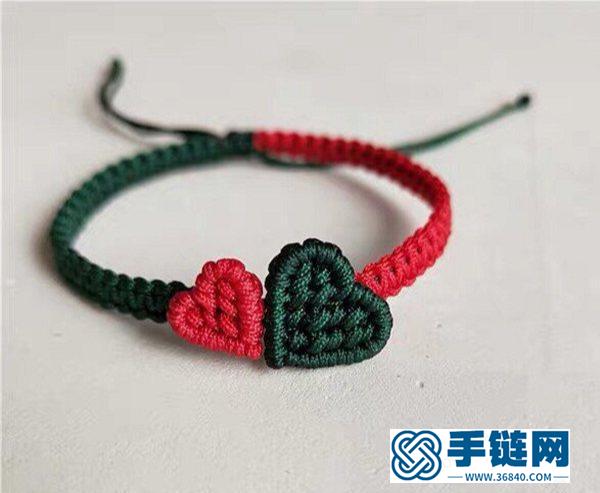 心心相印手鏈編法，大小兩顆心在一起，非常適合情侶佩戴！收藏