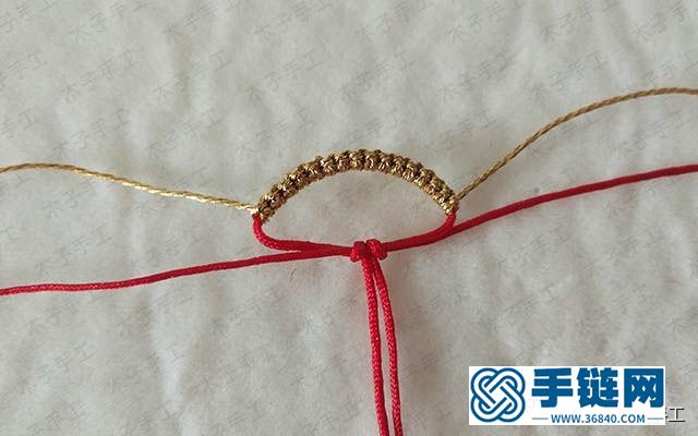 撞色菱格手鏈的編法圖解