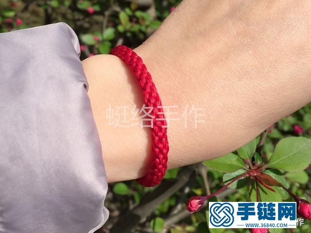 8股辮單色基礎款紅繩編織手鏈一款簡單的親子手工教程
