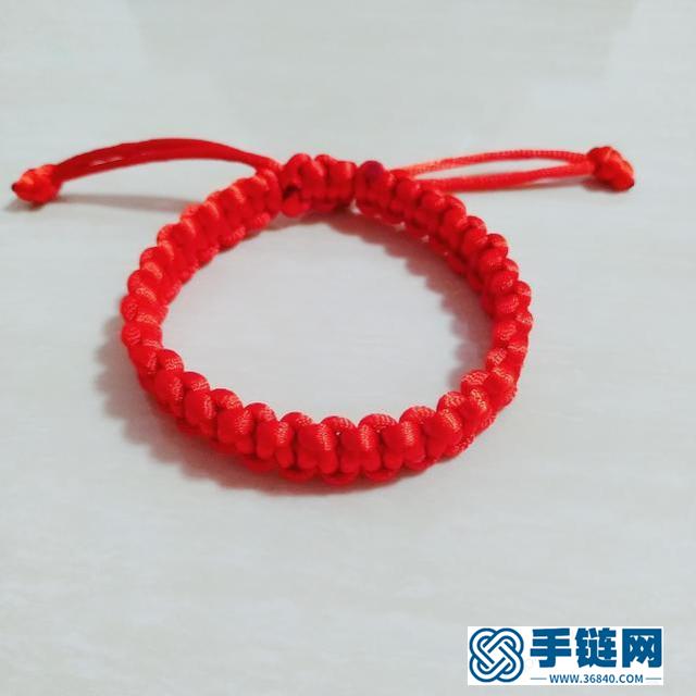編織 雙平結紅繩手鏈圖文過程 這是一款最基礎最簡單的繩結