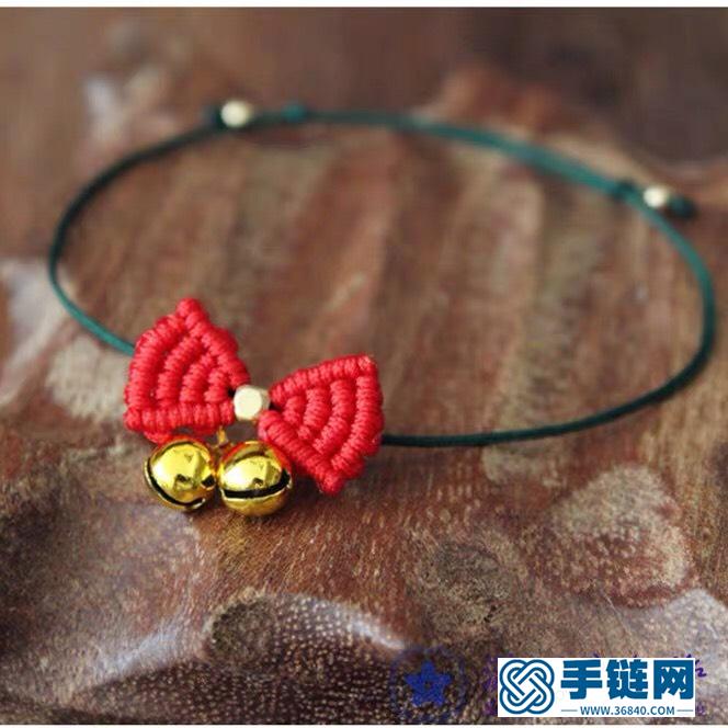 容易編的女生手鏈， 圣誕節風格的蝴蝶結手鏈教程