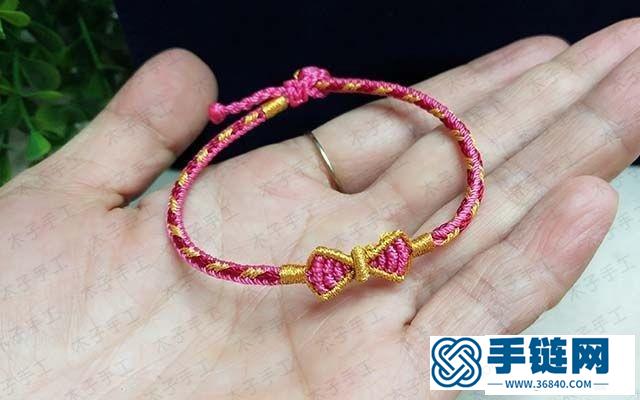 迪士尼在逃公主手繩編法圖解，圣誕風蝴蝶結手鏈做法教程