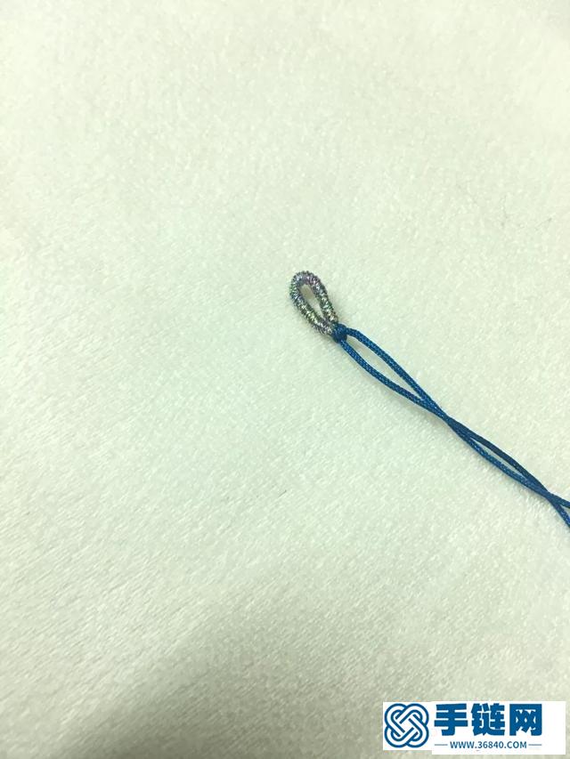 綠松石編織手鏈編法圖解，繞線四股辮手繩做法