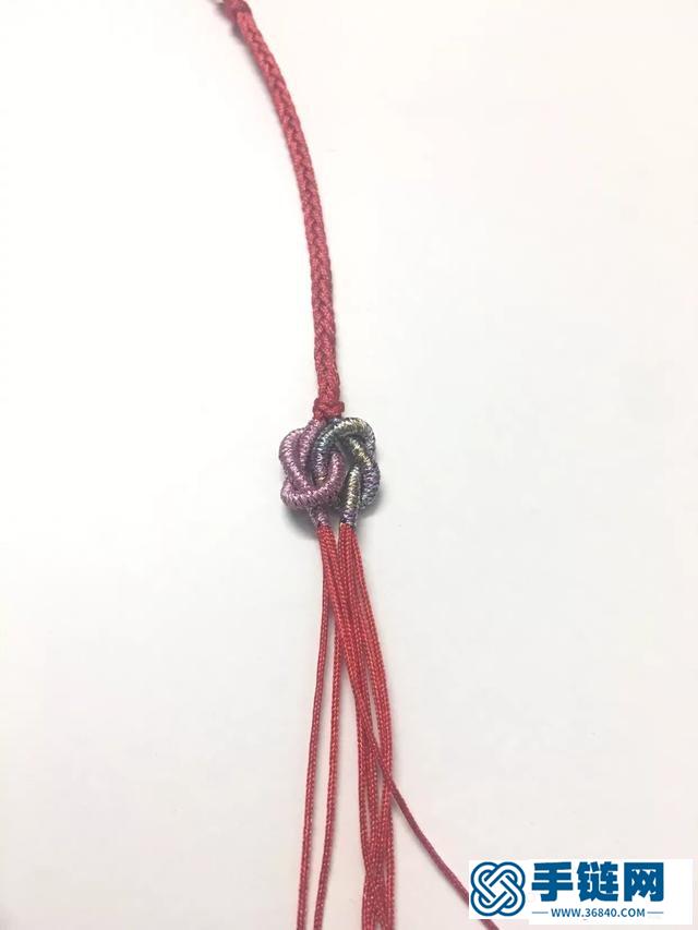 八股辮手鏈編法圖解，同心結翡翠盤珠紅手繩教程
