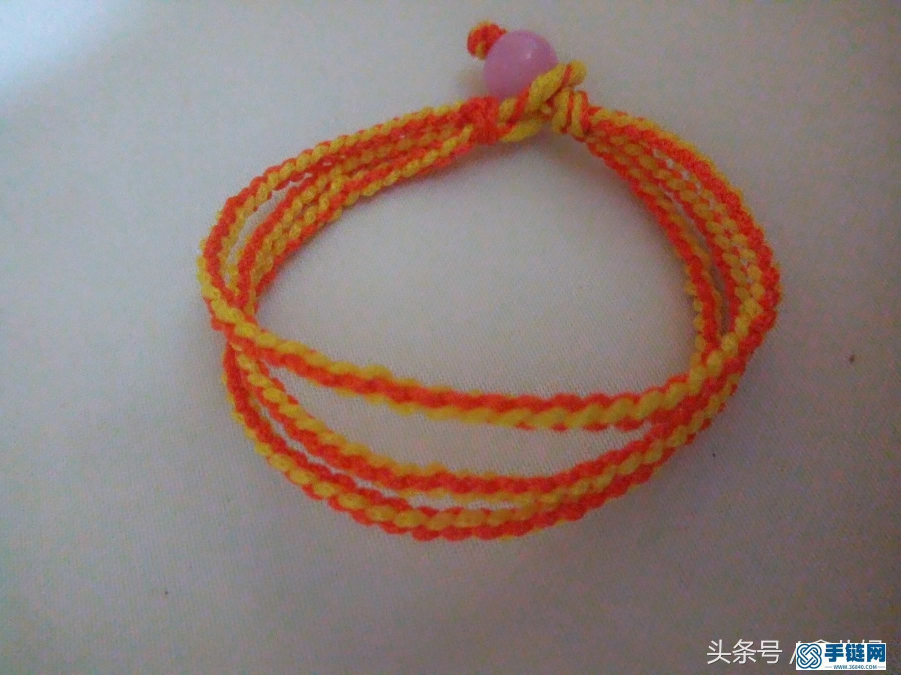 三生紅繩手鏈編法，簡單四股編組合
