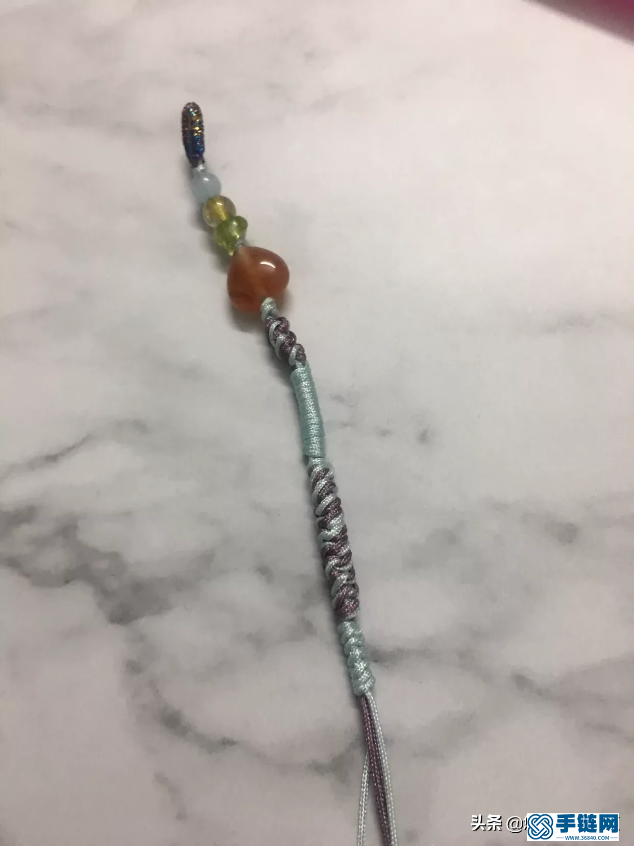 拼色青金石金剛結手繩編法圖解