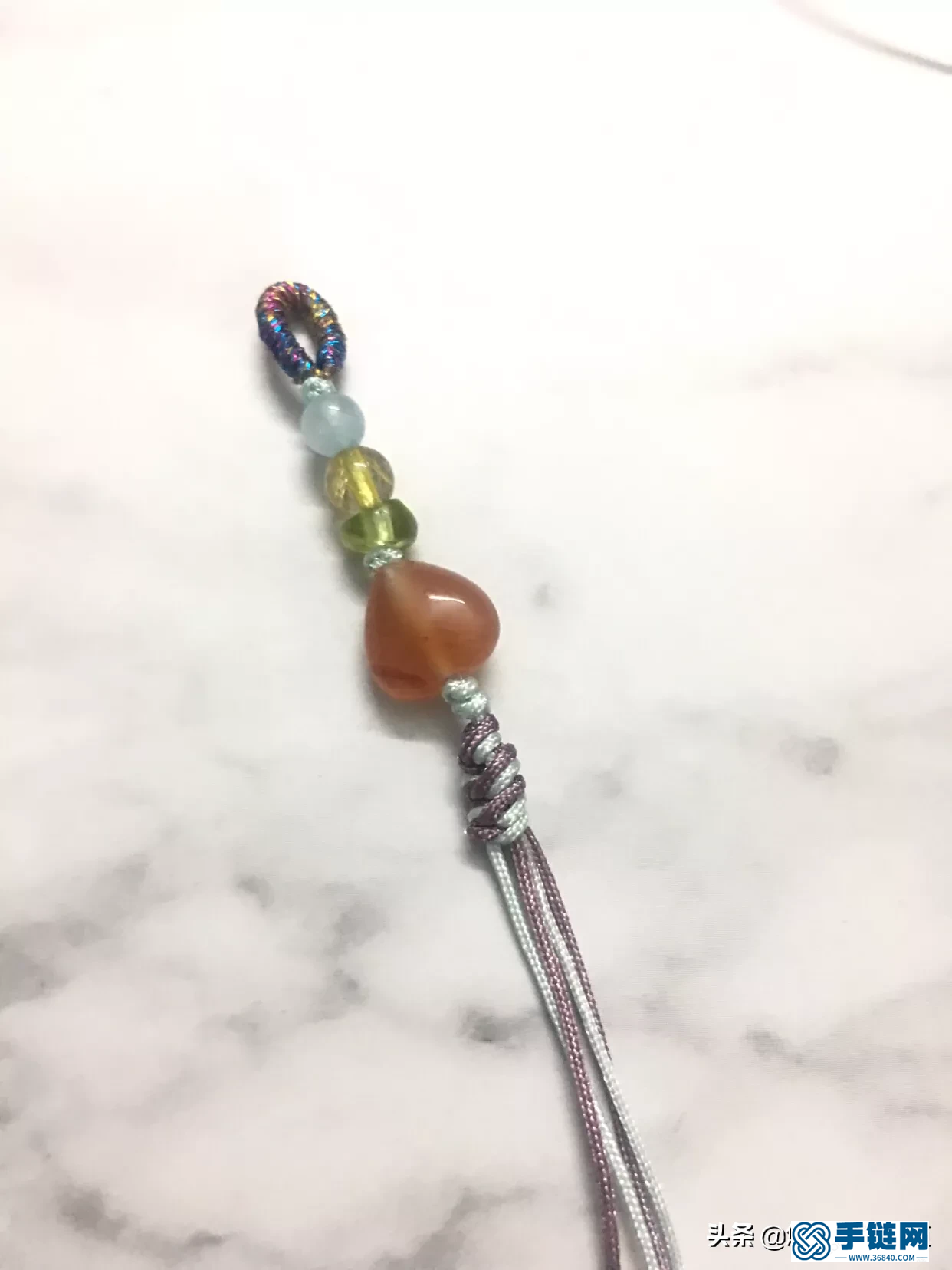 拼色青金石金剛結手繩編法圖解